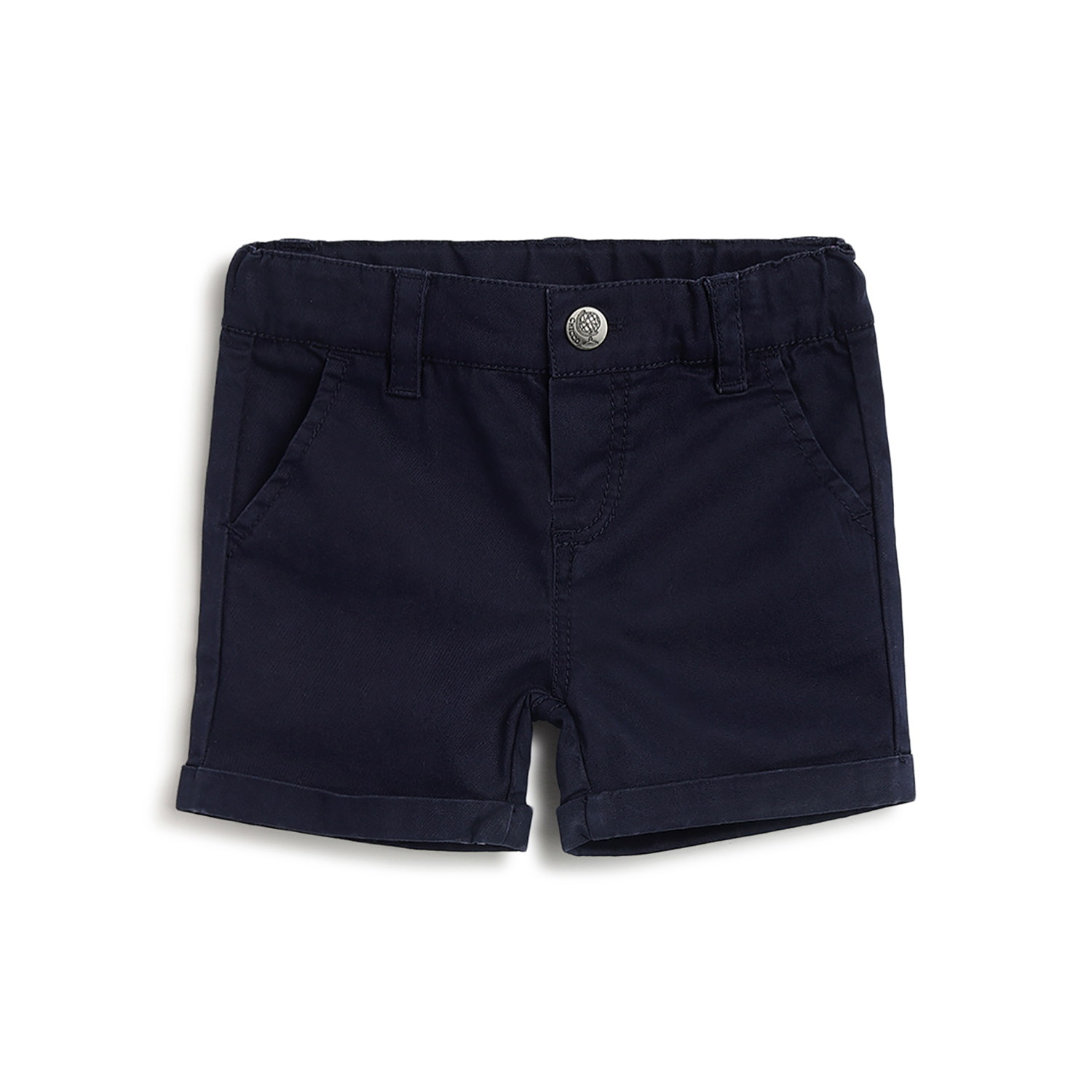 Boys Light Natural Solid Shorts-Dark Blue